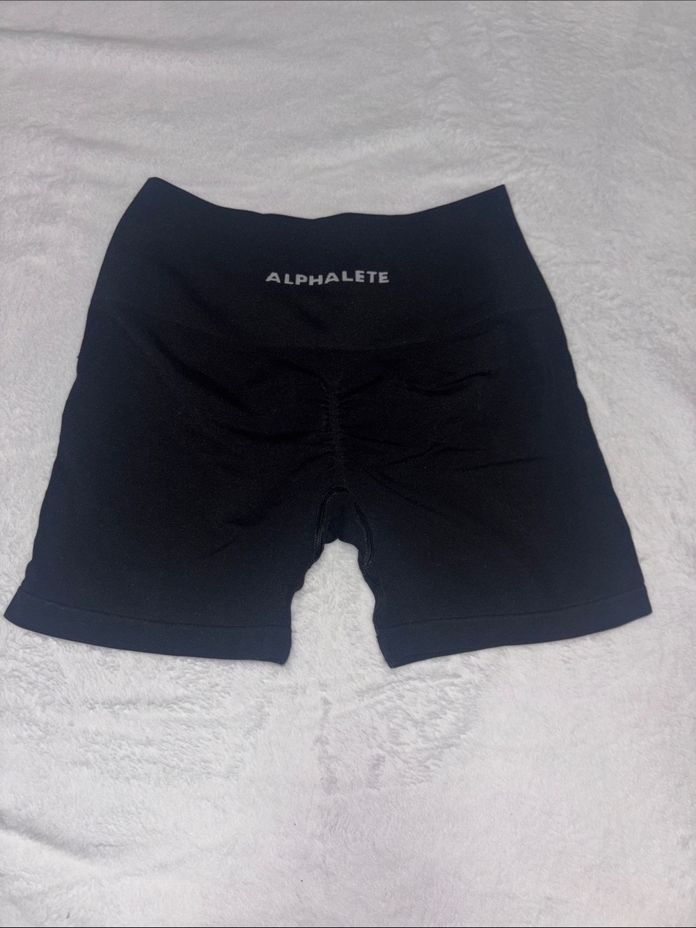 Alphalete Black High-Rise Scrunch Seam Bike Shorts